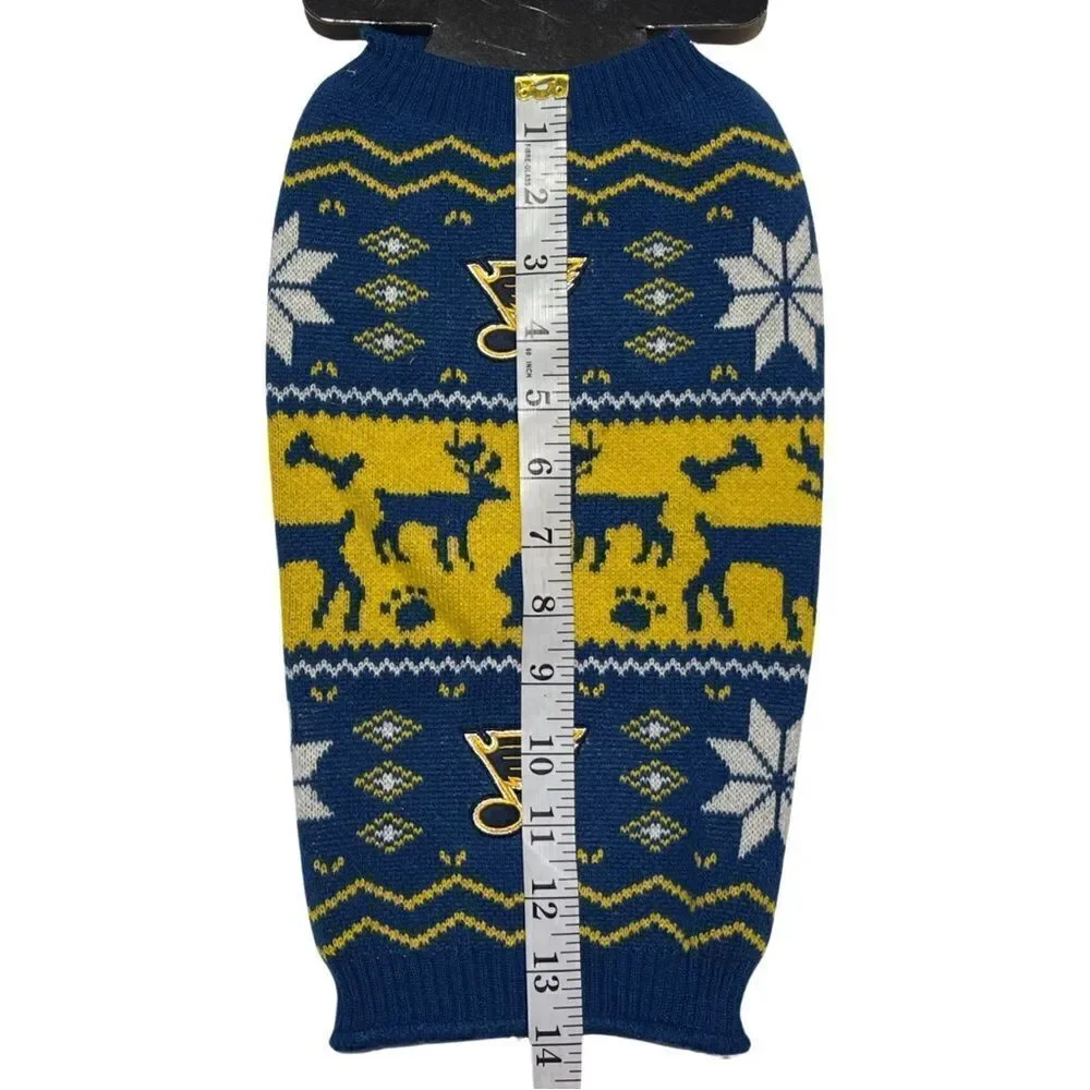 NHL Officially Licensed St Louis Blues Hockey Knit Holiday Dog Sweater Small NWT